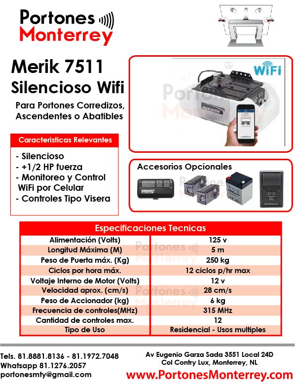 01 Merik 7511 Motor para puerta automatica – Control y Monitoreo via Internet WiFi incluido-1